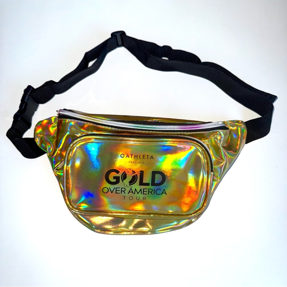 Athleta Gold Over America Tour Holographic Fanny Pack & Souvenirs